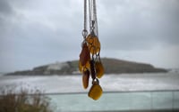 Image 1 of Sterling Silver & Brown Sea Glass Stocking Filler Necklace