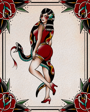 Image of SNAKE CHARMER (2) TEMPORARY TATTOO - LARGE