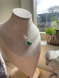Image 2 of Silver Green Strawberry Quartz Moon Crystal Necklace