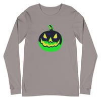 Image 9 of Long Sleeve Tee (Adult M/F) - Jack O Lantern Vintage Green-Black