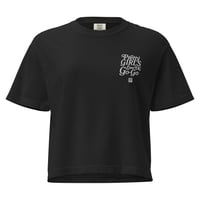 Image 1 of LOVEDCGOGO "PRETTY GIRLS LOVE" Embroidered - Women’s heavyweight boxy tee (see color options)