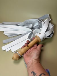 Image 4 of White leather thuddy flogger “Ghost”