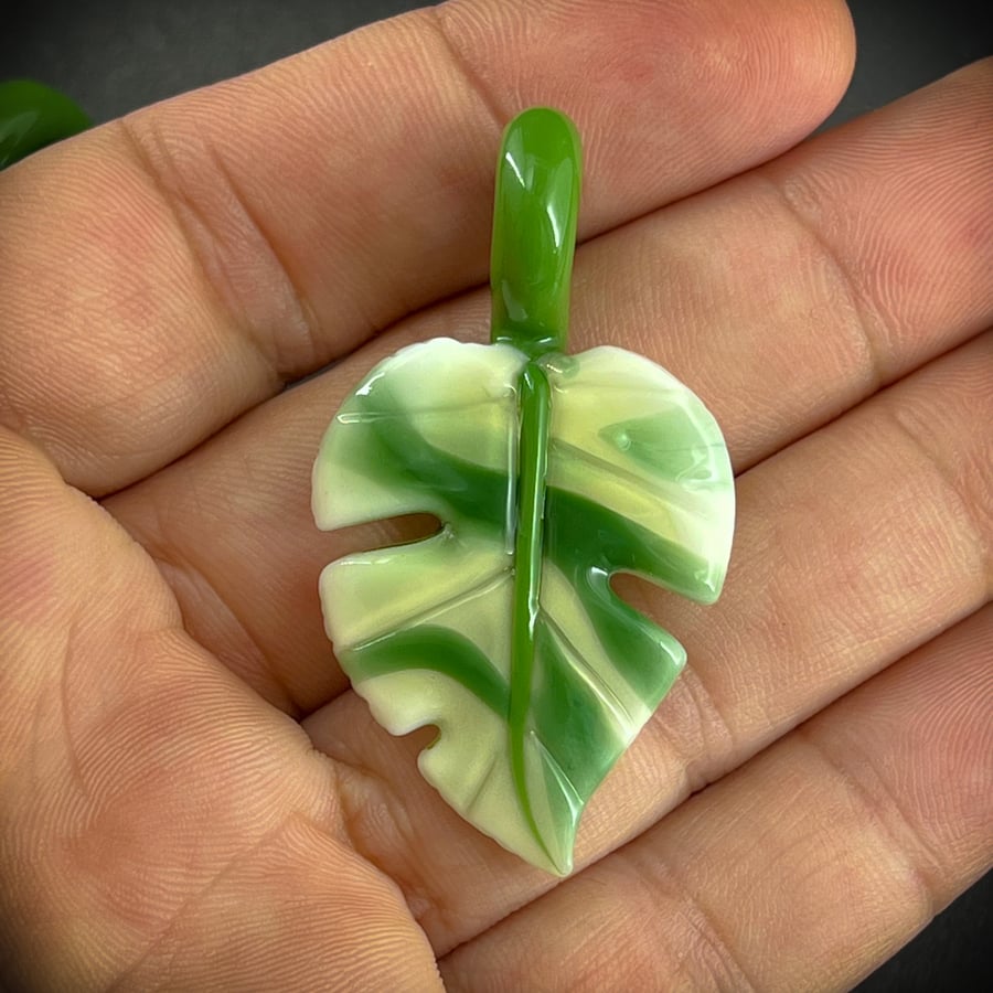 Image of Small Varigated Monstera Leaf Pendant