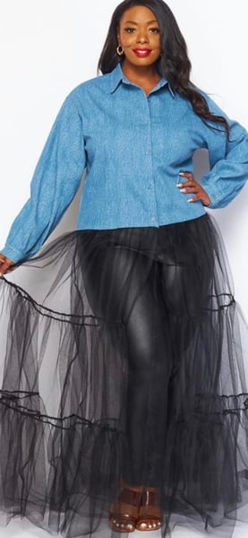 Image of Plus Denim Tulle Dress Jacket