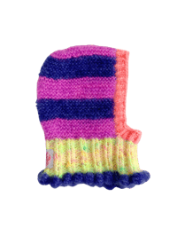 Image 1 of Sofie and Iris Striped Navy, Lilac, Neon Yellow and Coral Mohair Balaclava