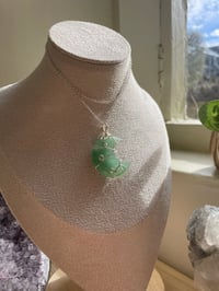 Image 1 of Green Aventurine Silver  Moon Necklace 