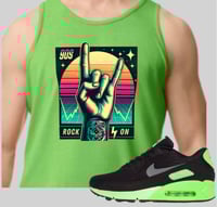 Image 1 of 90s Rock On Neon Green Unisex Tank Top