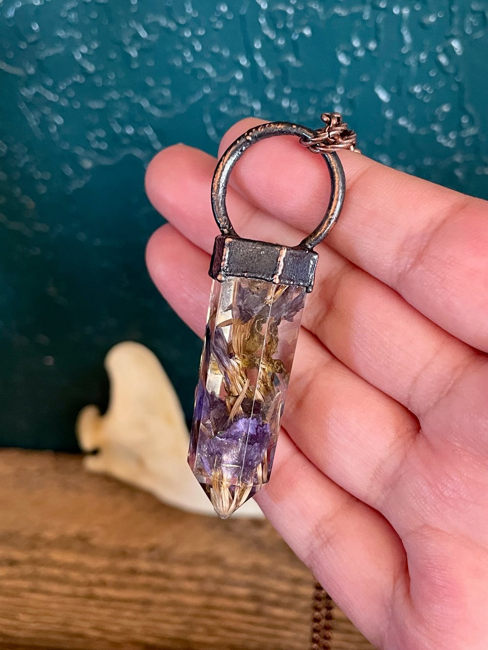 Crystal Purple Statice Pendant