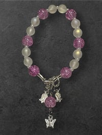 Pink/2 flowers/butterfly bracelet 