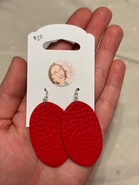 Image 1 of Red Leather Effect Oval