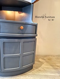 Image 3 of Tall, Mid Century Nathan Corner Drinks Cabinet - Soapstone with geometric lining