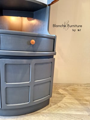 Image of Nathan Corner Drinks Cabinet unit with light - Soapstone with geometric lining