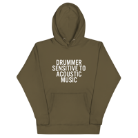 Image 2 of "Drummer Sensitive to Acoustic Music" - Unisex Hoodie