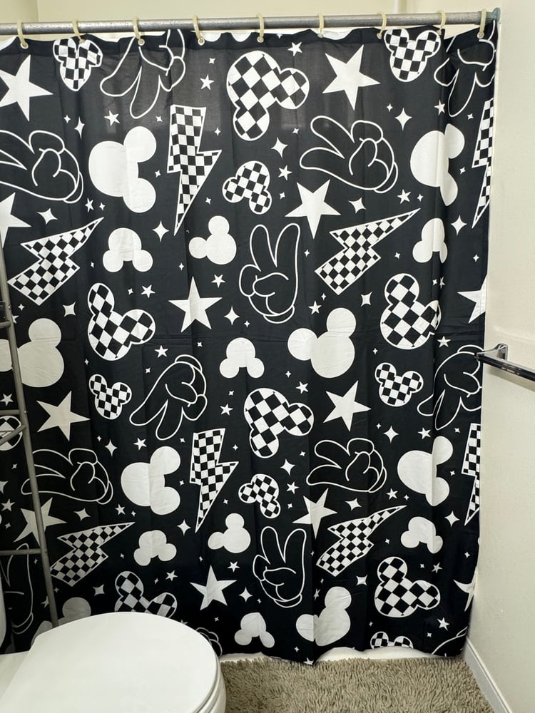 Image of CrazyAshCrafts Collab Magically Retro Shower Curtain