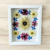 Genuine Sunflower, Delphinium And Red Cone Wildflowers In 8" X 10" Shadow Box (Item# 202203LS)
