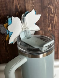 Image 4 of Cinderella Princess Inspired Glitter Tumbler Straw Topper Bow
