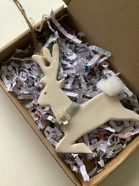 Image 1 of Ceramic Reindeer decoration Grey