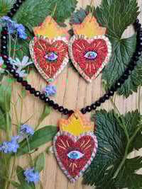 Image 4 of Flaming Heart Earrings - Red
