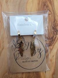 Image 3 of Gold feather earrings 