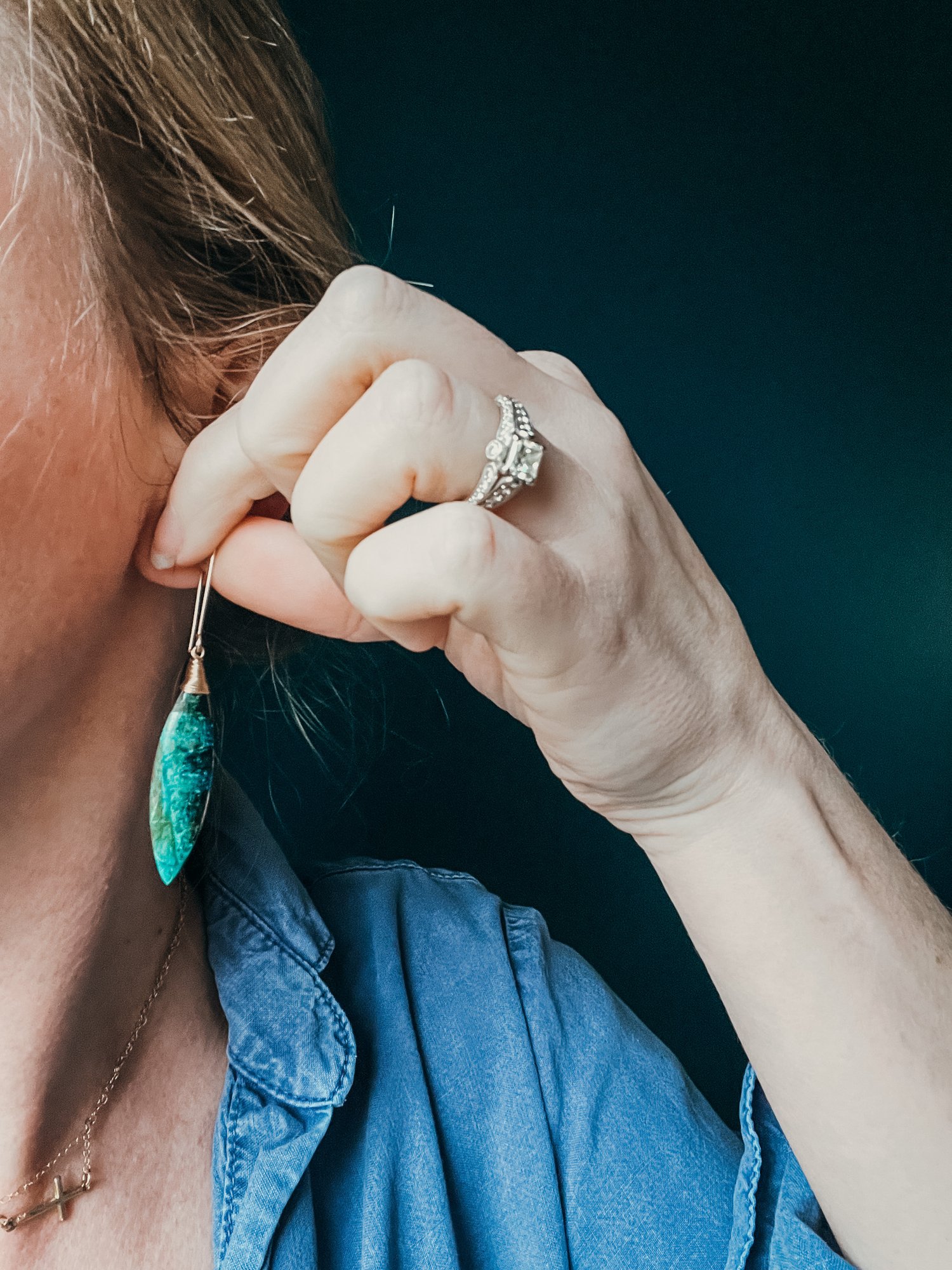 Image of OOAK Chrysocolla Marquise Dangles