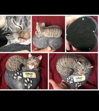 Image 14 of Custom Engraved Handpainted Cat On Pawprint Rock Urn 