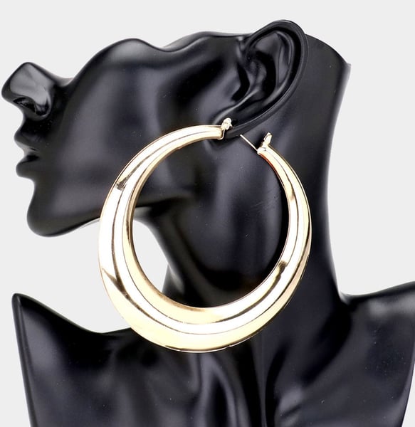 Image of Metal Hoop Pin Catch Earrings