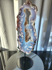 Image 2 of 6.4lb Flower Agate XL Druzy Rough Edge Crystal Slab with Custom Stand 
