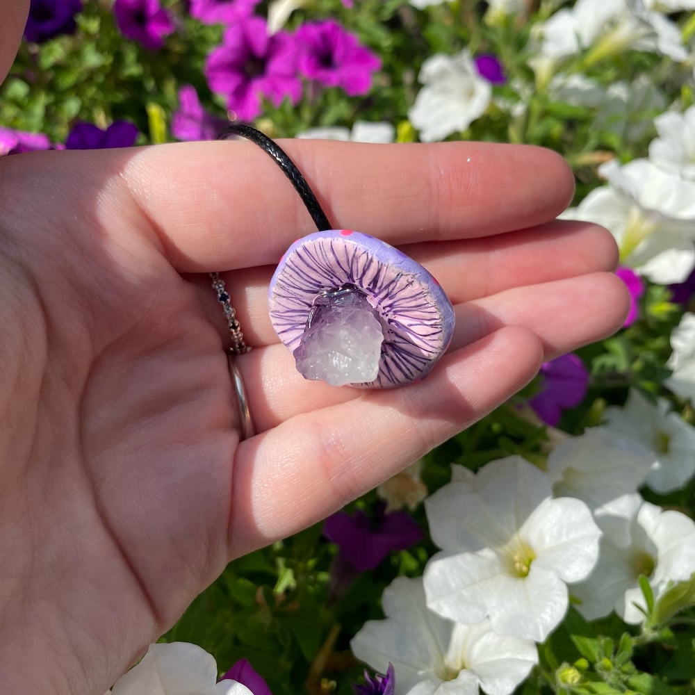 Image of lilac mushroom necklace