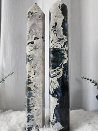 Image 4 of 18.5" XXL Moss Agate Crystal Tower - 2 Styles