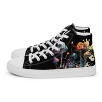 Image 14 of Beautiful Neon Watercolor Mushroom Mycology Women’s high top canvas shoes