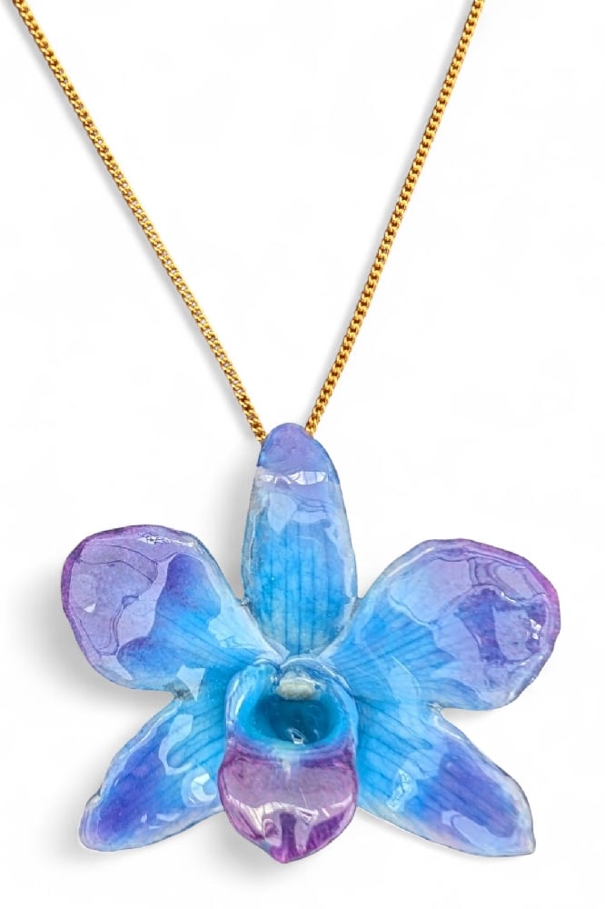 Image of Dendrobium Orchid Pendant (Blues & Grey)