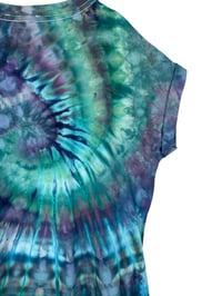 Image 6 of M 100% Cotton Short T-Shirt Dress with Pockets in Mermaid Spiral Ice Dye