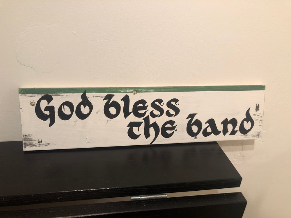 God Bless The Band hand painted woodart plaque 