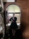 late 1960s Oscar de la Renta silk plunging black dress