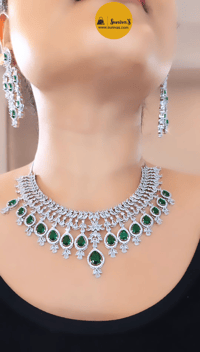 Image 3 of Anya Green-Stunning AD Necklace Set with Earrings in Green