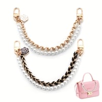 Image 1 of 1pc wallet extension chain bag accessory, 2pcs imitation short handle replacement strap for handbag 
