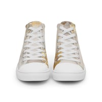 Image 9 of Tattered White and Gold Light Goth Women’s high top canvas shoes