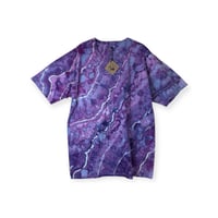 Image 1 of XL  Adult Combed Cotton Tee in Purple Haze Geode Ice Dye