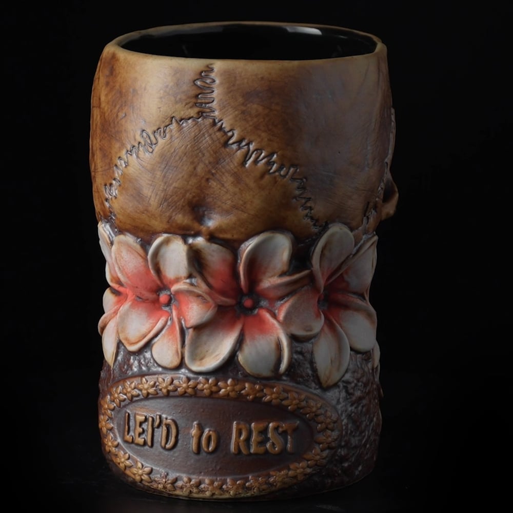 LEI’D TO REST Limited Edition 20oz Tiki Mug - Red Flowers from Trevor Foster Studio