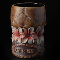 Image 4 of LEI’D TO REST Limited Edition 20oz Tiki Mug - Red Flowers from Trevor Foster Studio