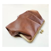 Image 3 of Cognac Pleated Leather Clutch