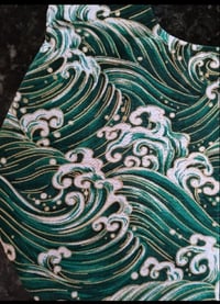 Image 4 of Japanese Hokusai Sea Waves Green Knot Bag 
