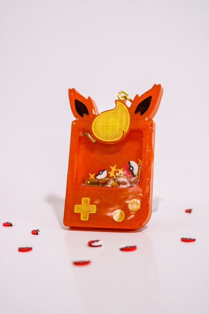 Image of Orange Poke Custom Resin Shaker Keychain 