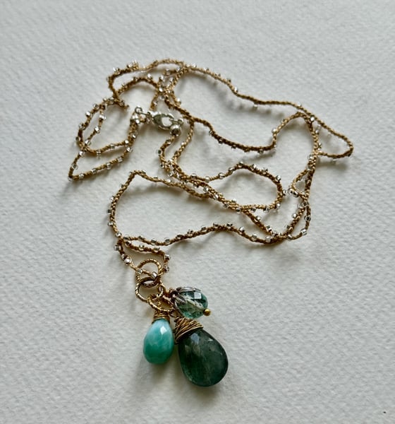 Image of Moss aquamarine cluster necklace