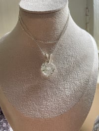 Image 2 of Silver Black Mica Heart Crystal Necklace