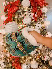 Image 2 of Turquoise Aztec Adult Slippers