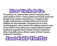 Image 5 of New Sz 2 NY& Co. Olive Capri pants #197*12