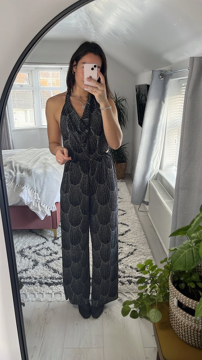 sparkly Art Deco wide leg, high waisted trousers 