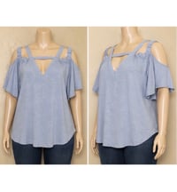 Image 3 of New 4XL SHEIN Curve open shoulder flare sleeve top #186*8