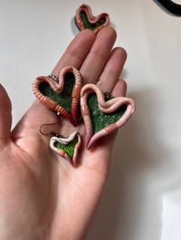 Image 4 of Heart Earrings with “moss”